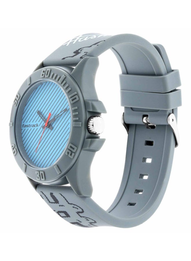 Fastrack Tees Hashtag Quartz Watch Blue Round Dial  Grey Strap Unisex watch - Image 2