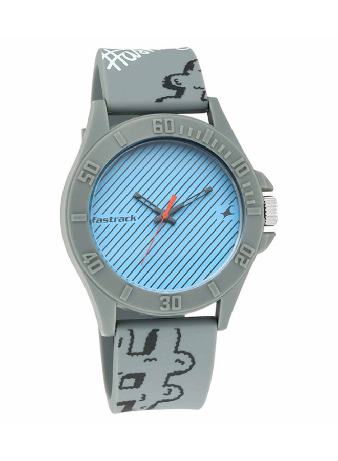 Fastrack Tees Hashtag Quartz Watch Blue Round Dial  Grey Strap Unisex watch - Image 1