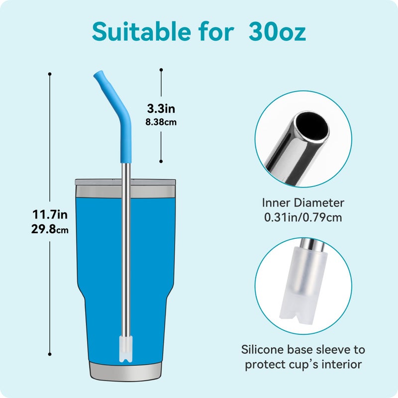 Soledea 30 oz Straight Metal Straws with Silicone Tip for 30 oz Tumbler, 6 Pcs Stainless Steel Reusable Drinking Metal Straw for YETI, STANLEY, US Acrylio, BJPKPK, Simple Modern and so on - Image 4