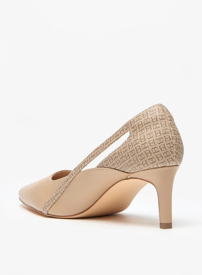 Flora Bella By Shoexpress Monogram Print Slip-On Pumps with Stilleto Heels