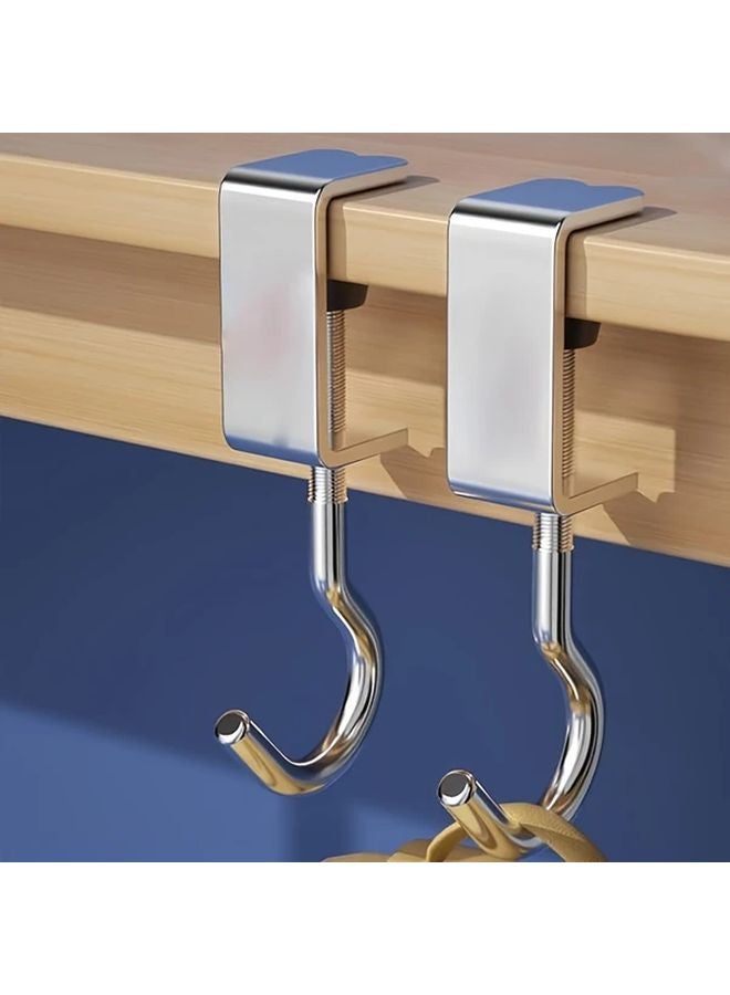 5Pcs Silvery Iron Auxiliary Hooks 360 Rotation No Drilling Holds 110LB Home Storage - Image 3