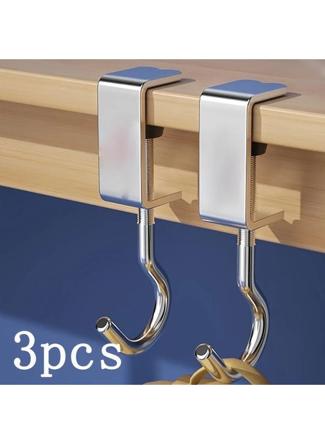 5Pcs Silvery Iron Auxiliary Hooks 360 Rotation No Drilling Holds 110LB Home Storage - Image 2