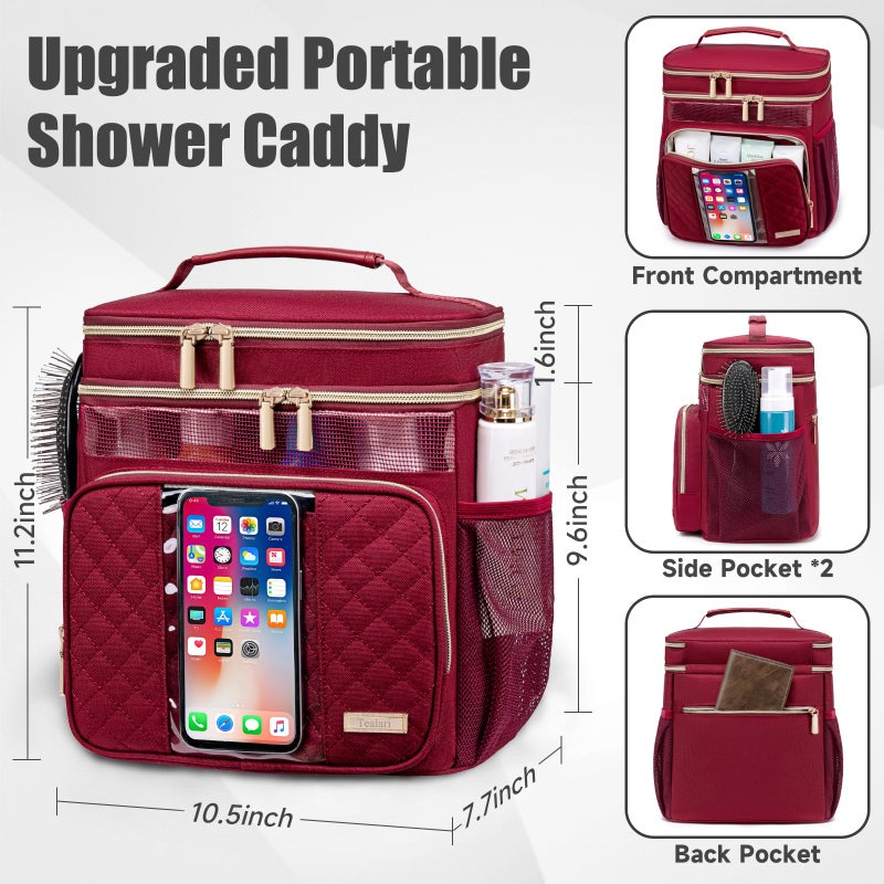 Tealari Large Toiletry Bag for Women Men,Bathroom Bag,Water Resistant Shower Bag,Makeup Bag,Portable Shower Caddy for College Dorm,Hanging Travel Toiletry Bag with Transparent Waterproof Phone Pocket - Image 4