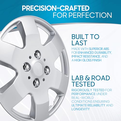 BDK مجموعة كاملة من 4-15 بوصة من أغطية العجلات البديلة للسيارات، غطاء العجلة، تركيب سهل بنظام النقر، ملاءمة آمنة، مقاومة للحرارة والصدمات، بديل مباشر لعجلات المصنع الأصلية - تناسب جنوط 15 بوصة - Image 3