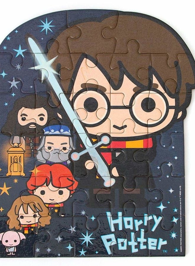 Playhouse Glow in The Dark Harry Potter Chibi 28-Piece Die-Cut Shaped Mini Puzzle for Kids - Image 1