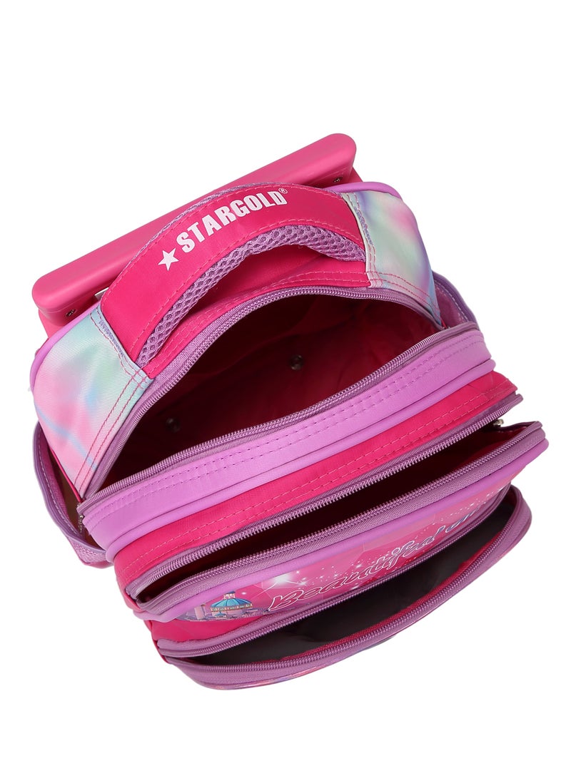 ستارجولد حقيبة ظهر للأطفال 3 قطع للفتيات الصغيرات، 1 غداء، 1 صندوق أقلام و 1 حقيبة مع حزام قابل للتعديل للمدرسة 2 عجلات 12 بوصة - Image 3