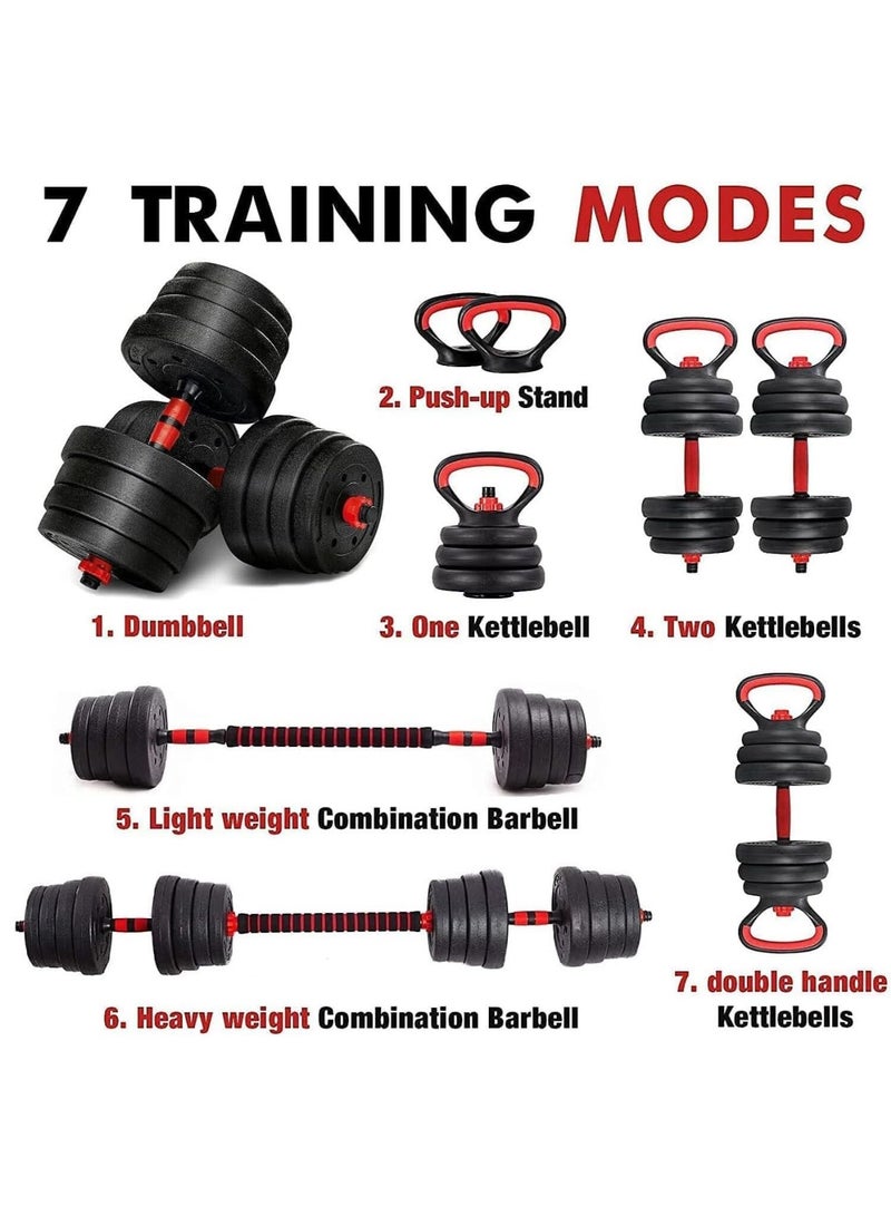 عربست مجموعة الدمبل ذات الوزن القابل للتعديل 4 في 1 ، الدمبل القابلة للتعديل ، مجموعة الوزن الحر 10 كجم ، تستخدم كحديد ، kettlebell ، رف تمرين الضغط ، تمارين اللياقة البدنية للصالة الرياضية المنزلية ، للرجال / النساء - Image 2