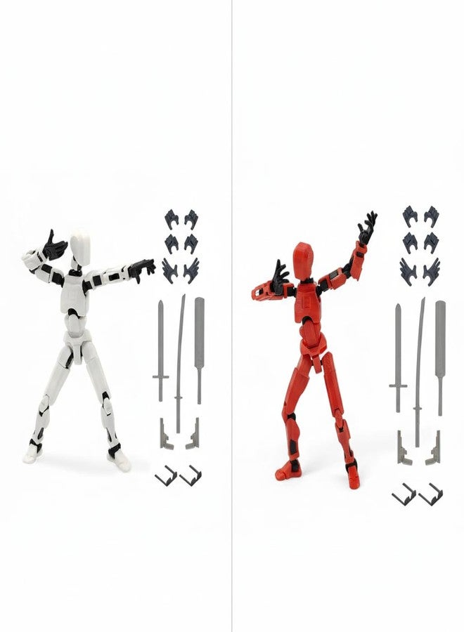 HEYNZ Fully Articulated Action Figure, 3D Printed Robot Assembly Kit, 5.4 Inch Poseable DIY Collectible Model, White Red - Image 1