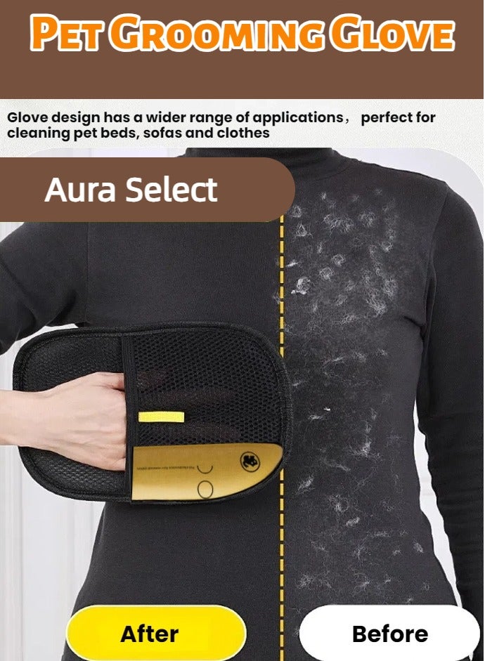  أورا سيليكت قفاز لإزالة شعر الحيوانات الأليفة، قفازات لإزالة الكهرباء الساكنة لشعر الحيوانات الأليفة، قفازات لإزالة شعر الحيوانات الأليفة للكلاب والقطط، قفاز قابل لإعادة الاستخدام لإزالة شعر الحيوانات الأليفة للسجاد والأريكة والملابس والأثاث - Image 2