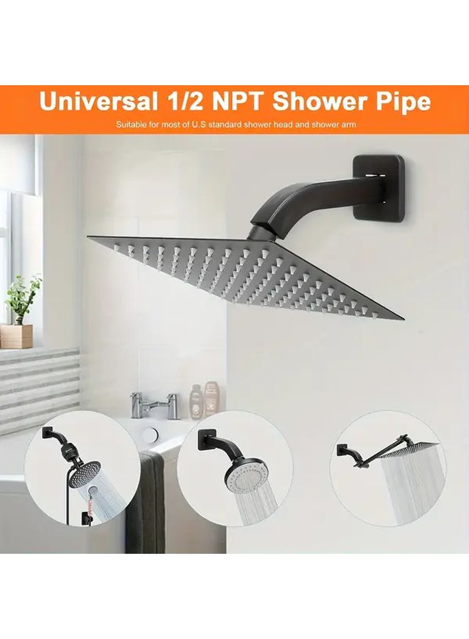 Shower Arm Matte Black 304 Stainless Steel Wall Mounted Square Extension Arm 6 Inch For Shower Head And Handheld Shower Suitable For Bathroom Kitchen And Hotel - Image 5