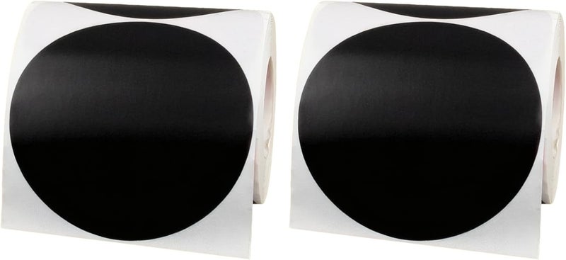Floor Marking Stickers, 2 Pcs Black, Classroom, Meeting Room, Social Distancing, Directional Labels, Removable, Writable, 4 in (10 Cm) Diameter, Easy Application, Long-Lasting - Image 1