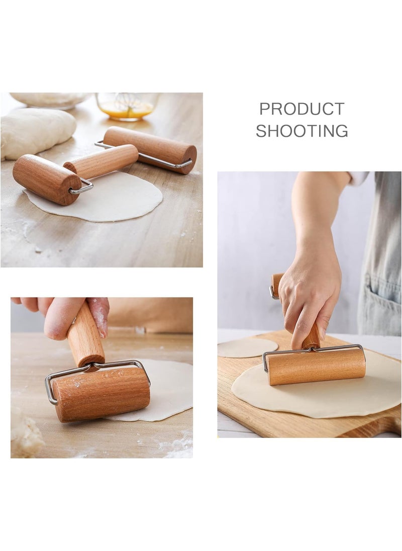 CLIXERA 2 in 1 Double Rolling Pin Wooden Baking Dough Roller Wood Non Stick Pizza Baker Set Home Kitchen Head for Pastry Ballon Chapati Roti Puri Cookie Biscuit Cake Pad Dough Kneading Large Size Pack 1  - Image 3