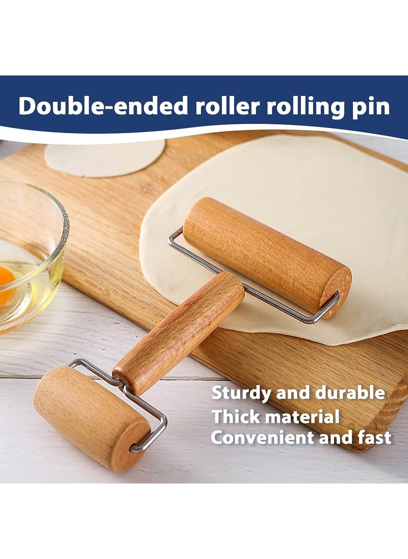 CLIXERA 2 in 1 Double Rolling Pin Wooden Baking Dough Roller Wood Non Stick Pizza Baker Set Home Kitchen Head for Pastry Ballon Chapati Roti Puri Cookie Biscuit Cake Pad Dough Kneading Large Size Pack 1  - Image 4