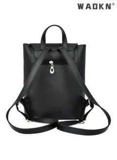 WAOKN Fashion Shoulder Bag Rucksack PU Leather Women Girls Ladies Backpack Travel bag, Waterproof Mini Backpack for Girl Women Black Travel Bookbag Shoulder Bag, Lightweight Ladies Fashion Daily Backpack  - Image 2