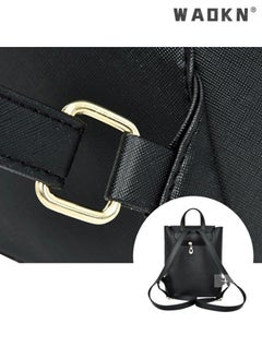 WAOKN Fashion Shoulder Bag Rucksack PU Leather Women Girls Ladies Backpack Travel bag, Waterproof Mini Backpack for Girl Women Black Travel Bookbag Shoulder Bag, Lightweight Ladies Fashion Daily Backpack  - Image 5