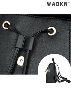 WAOKN Fashion Shoulder Bag Rucksack PU Leather Women Girls Ladies Backpack Travel bag, Waterproof Mini Backpack for Girl Women Black Travel Bookbag Shoulder Bag, Lightweight Ladies Fashion Daily Backpack  - Image 4