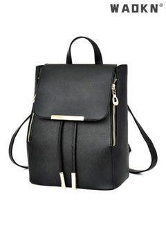 WAOKN Fashion Shoulder Bag Rucksack PU Leather Women Girls Ladies Backpack Travel bag, Waterproof Mini Backpack for Girl Women Black Travel Bookbag Shoulder Bag, Lightweight Ladies Fashion Daily Backpack  - Image 3