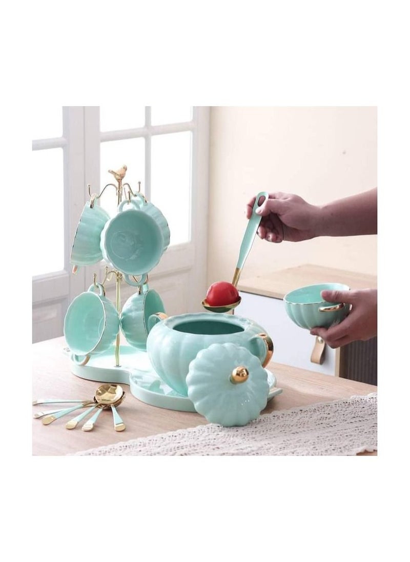 MARBLE - Soup mug set 17 pcs with bowl, Marble Royal Green 022800050 - Image 1