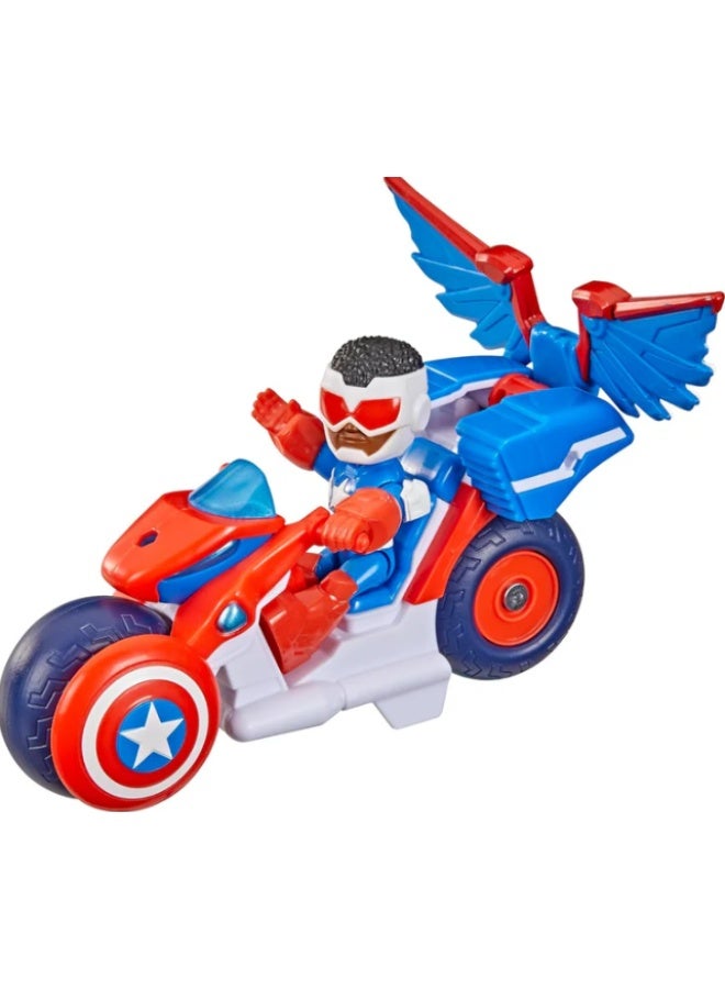 Hasbro Marvel Marvel Iron Man and His Awesome Friends Captain America: Sam Wilson Super Bike Action Figure & Toy Motorcycle Set - Image 3