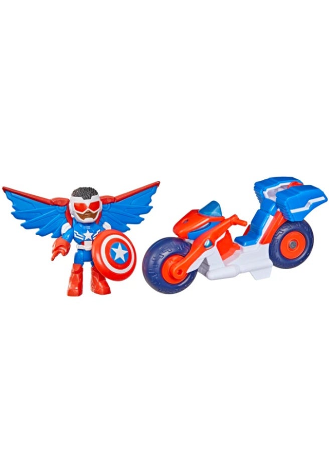 Hasbro Marvel Marvel Iron Man and His Awesome Friends Captain America: Sam Wilson Super Bike Action Figure & Toy Motorcycle Set - Image 1