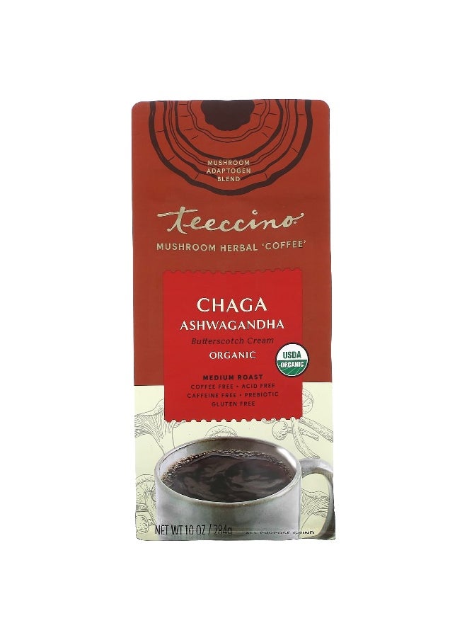 teeccino - Teeccino, Mushroom Herbal Coffee, Chaga Ashwagandha, Medium Roast, Caffeine Free, 10 oz (284 g) - Image 1