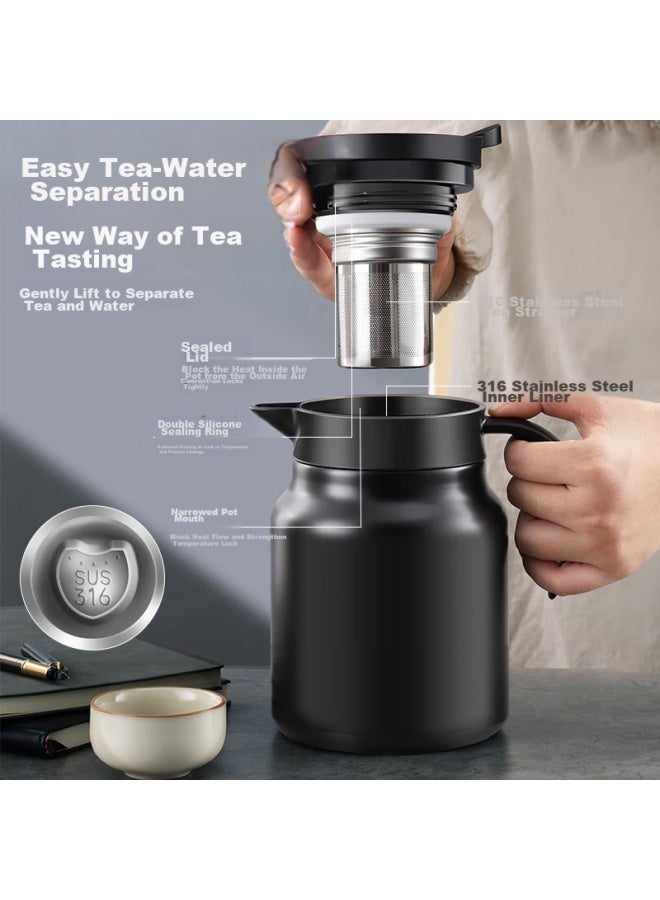 Pakchoice Insulated Teapot, Large Capacity, 316 Stainless Steel, Tea Infuser, Steeping Cup - Image 2