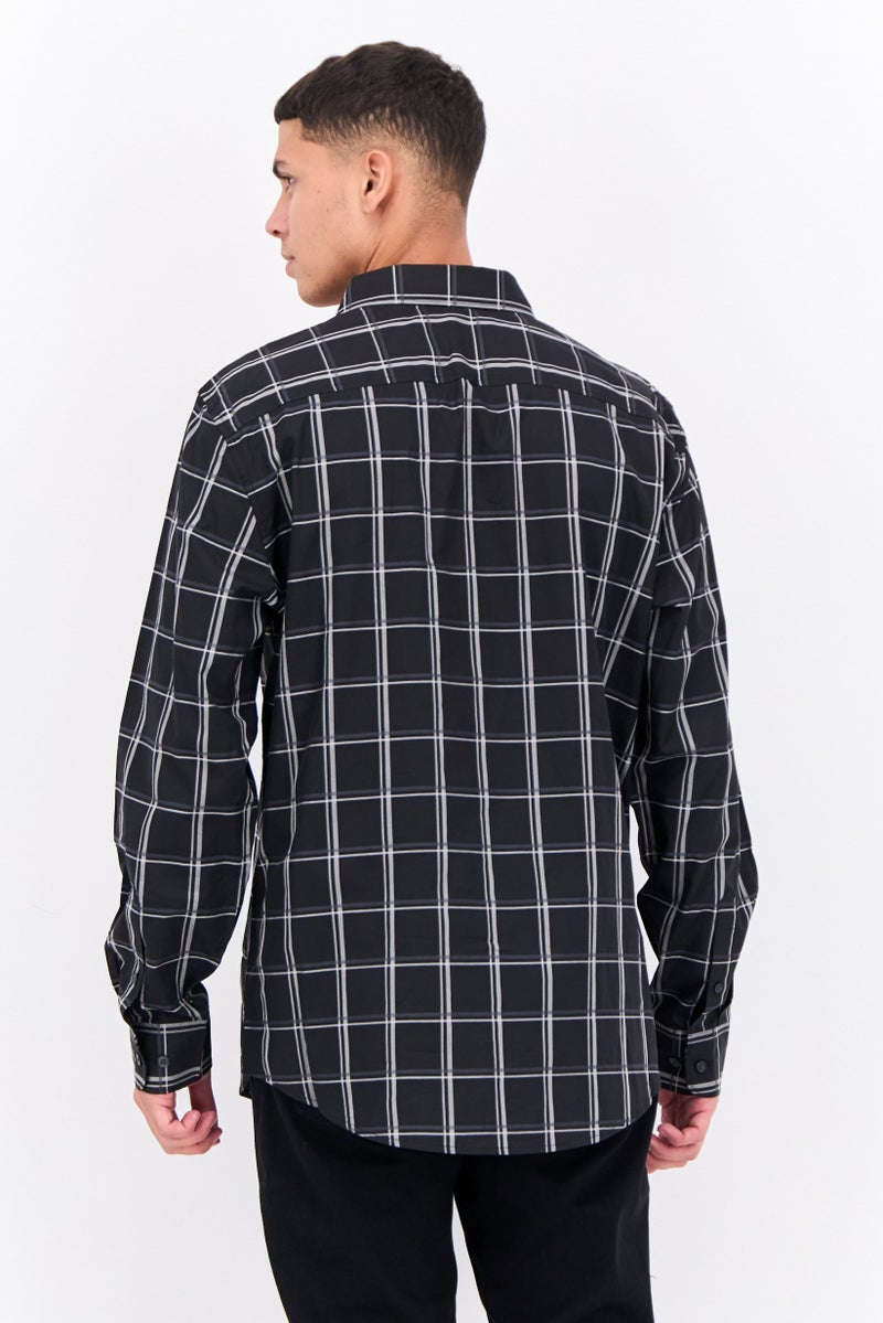 PERRY ELLIS قميص رجالي عادي مقاس عادي بأكمام طويلة مزخرف بمربعات، متعدد الألوان - Image 3