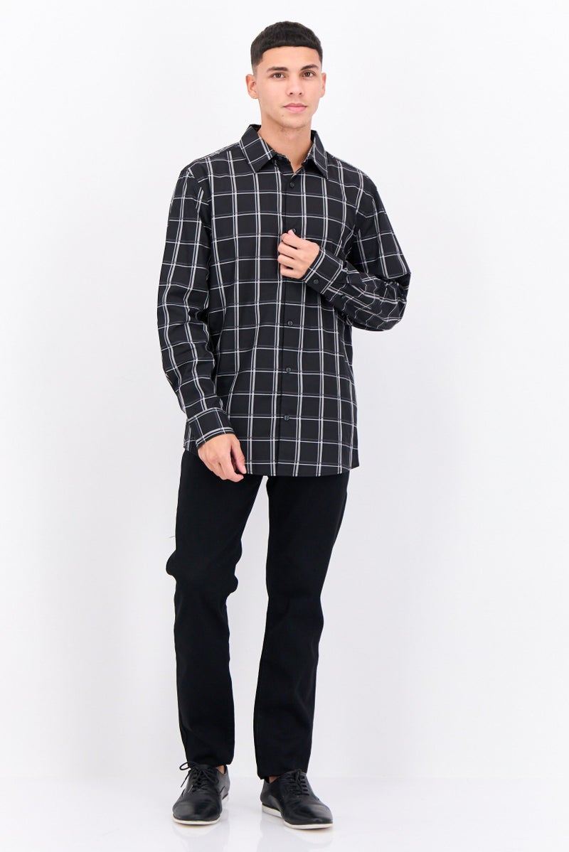 PERRY ELLIS قميص رجالي عادي مقاس عادي بأكمام طويلة مزخرف بمربعات، متعدد الألوان - Image 4