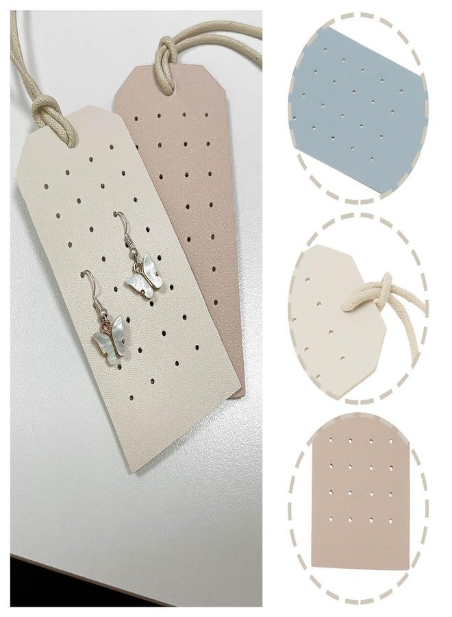 ECSiNG 4Pcs Portable Leather Earring Holders 11x5x0.16cm 1mm Hole Earring Organizer Hanging Jewelry Organizer for Dressing Table Blue Beige Pink Purple - Image 3