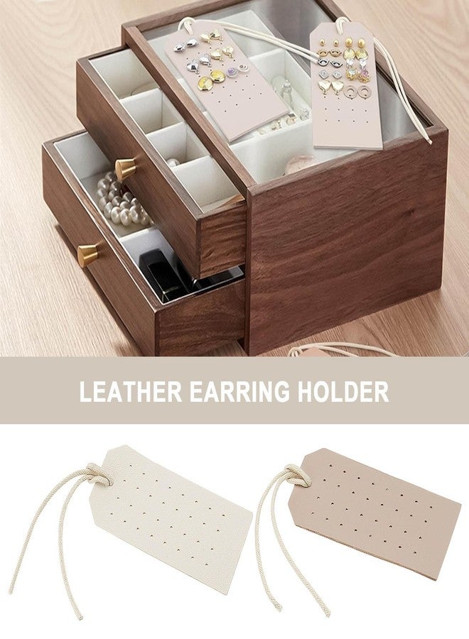 ECSiNG 4Pcs Portable Leather Earring Holders 11x5x0.16cm 1mm Hole Earring Organizer Hanging Jewelry Organizer for Dressing Table Blue Beige Pink Purple - Image 2