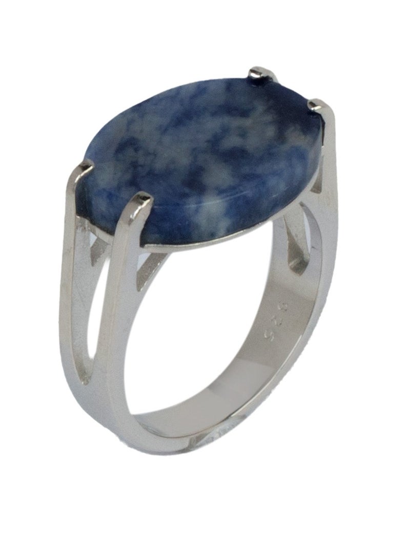 RS Men's silver Shankar ring with a blue veined stone - Image 3