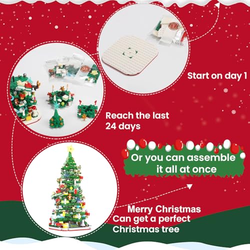 GEVINST Advent Calendar 2025 Adult Teen Boy Girls Kids Christmas Tree Building Set Toys with Led light, Holiday 24 Days Christmas Countdown Calendars Xmas Tree, Fun Cute Gifts (1083 PCS) - Image 2