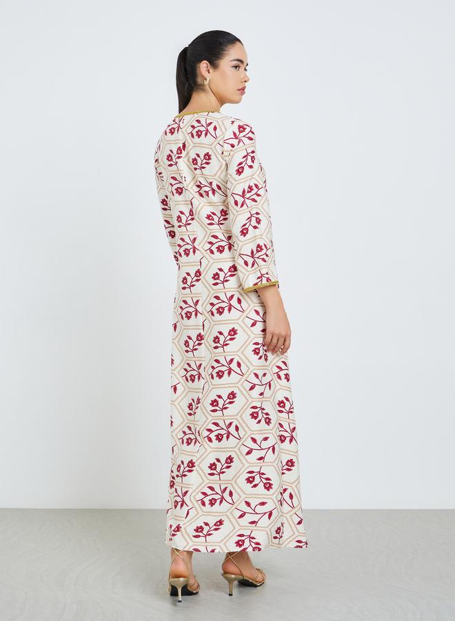 Amirah Women Floral Printed A-Line Jalabiya - Image 5