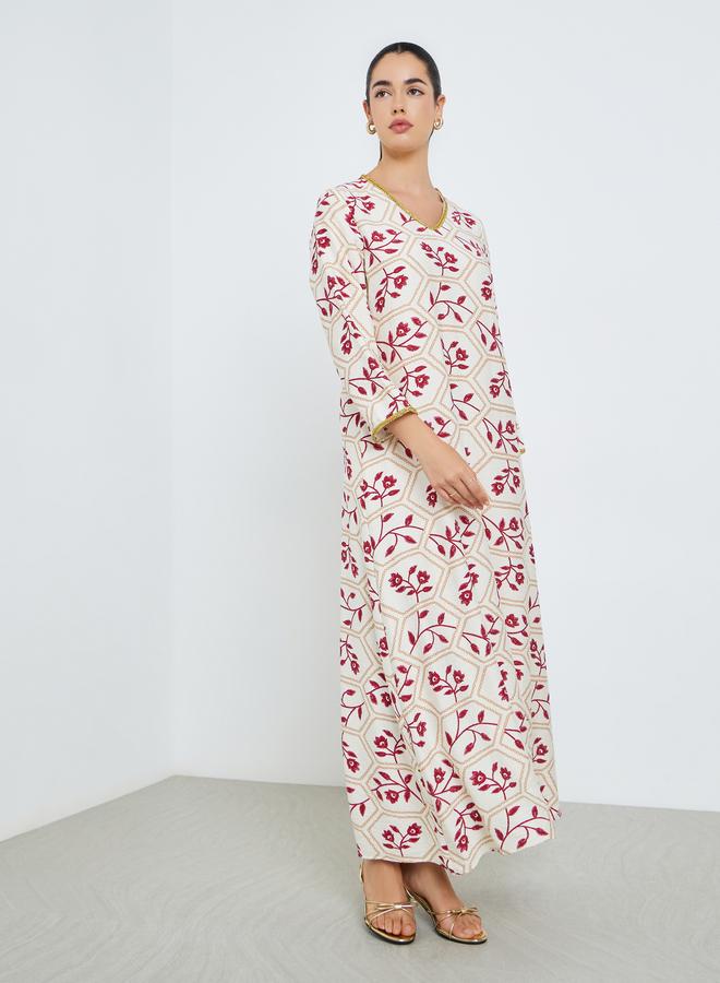 Amirah Women Floral Printed A-Line Jalabiya - Image 3