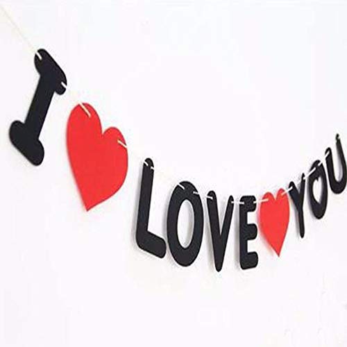 SOI 17 Inch I Love You Letter Red Banner for Anniversary, Engagement, Valentine Couple Party Decoration (I Love You Banner) - Image 2