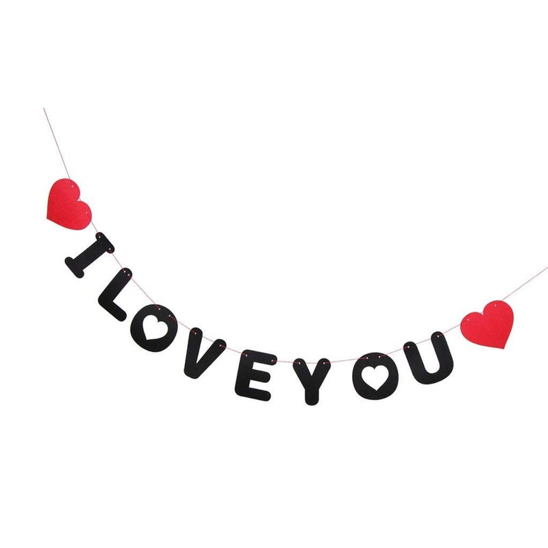 SOI 17 Inch I Love You Letter Red Banner for Anniversary, Engagement, Valentine Couple Party Decoration (I Love You Banner) - Image 5