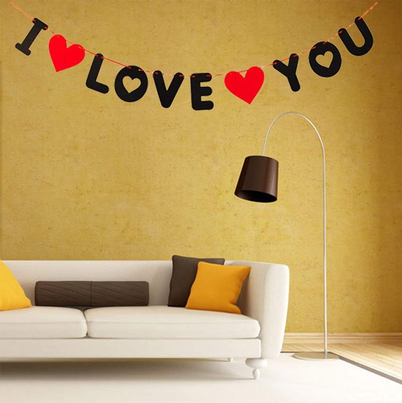SOI 17 Inch I Love You Letter Red Banner for Anniversary, Engagement, Valentine Couple Party Decoration (I Love You Banner) - Image 4
