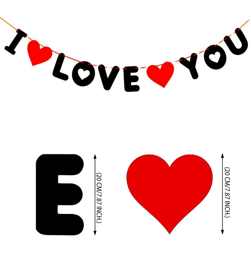 SOI 17 Inch I Love You Letter Red Banner for Anniversary, Engagement, Valentine Couple Party Decoration (I Love You Banner) - Image 3
