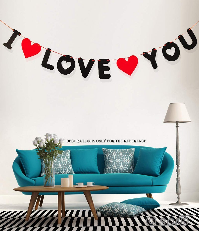 SOI 17 Inch I Love You Letter Red Banner for Anniversary, Engagement, Valentine Couple Party Decoration (I Love You Banner) - Image 1