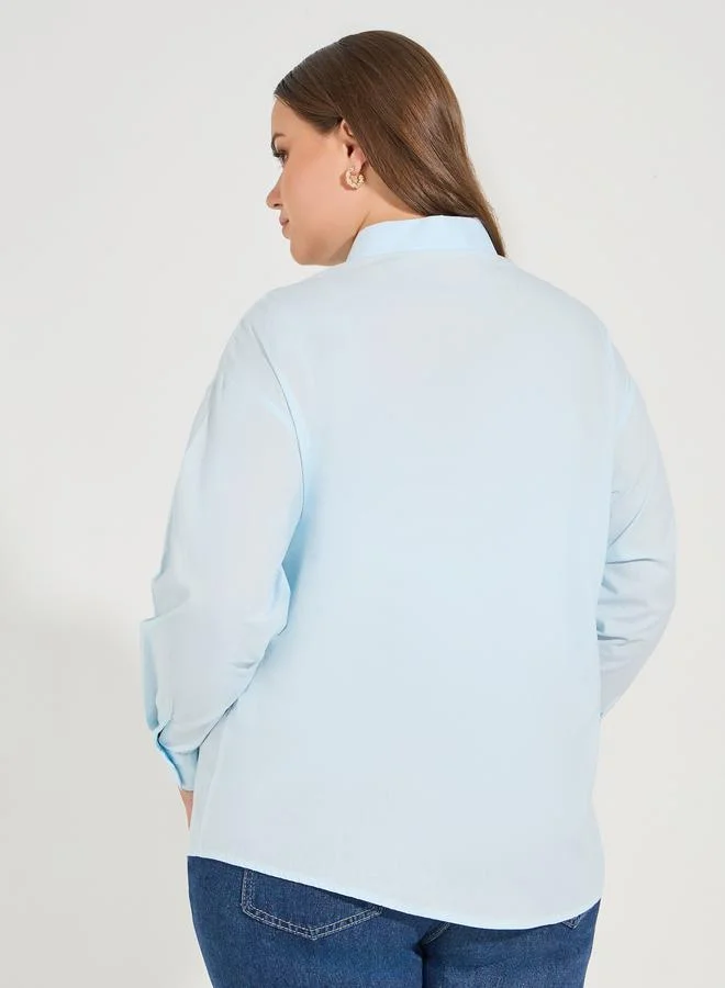 Styli Plus Size Solid Button Through Oversized Shirt