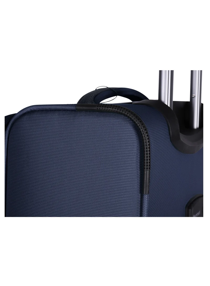 eminent Unisex Soft Travel Bag Trolley Luggage Set of 3 Polyester Lightweight Expandable 4 Double Spinner Wheeled Suitcase with 3 Digit TSA lock E751 Navy Blue