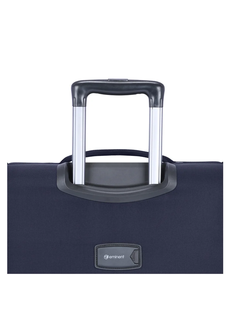 eminent Unisex Soft Travel Bag Trolley Luggage Set of 3 Polyester Lightweight Expandable 4 Double Spinner Wheeled Suitcase with 3 Digit TSA lock E751 Navy Blue