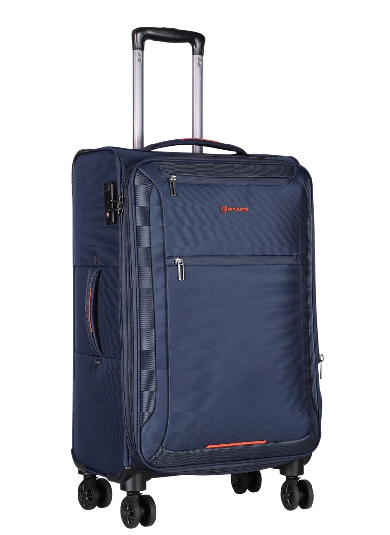 إيمينينت Unisex Soft Travel Bag Trolley Luggage Set of 3 Polyester Lightweight Expandable 4 Double Spinner Wheeled Suitcase with 3 Digit TSA lock E751 Navy Blue