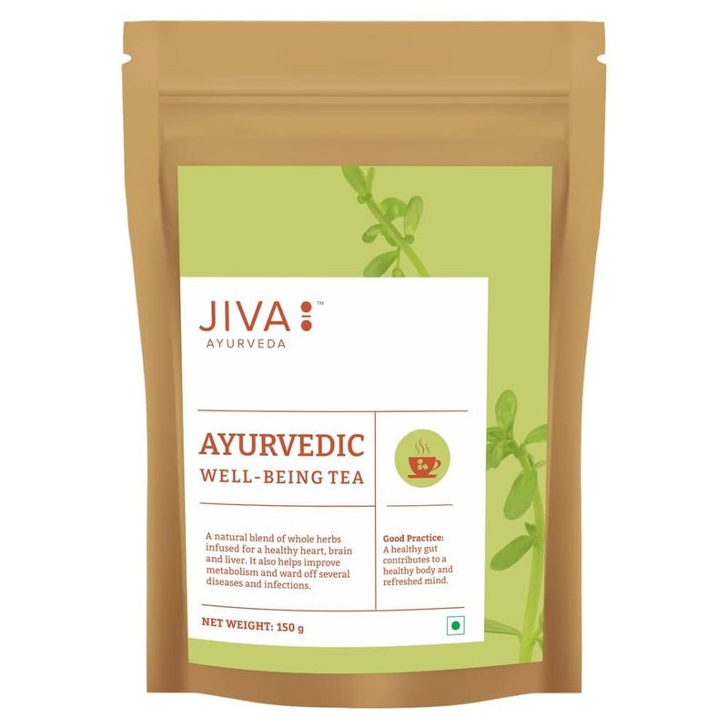 Jiva Ayurvedic Tea Caffeine-Free Tea For Healthy Heart, Brain, and Liver | Boosts Immunity, Lowers Cholesterol & Improves Digestion | No Artificial Flavour -150g(Pack Of 1) - Image 1
