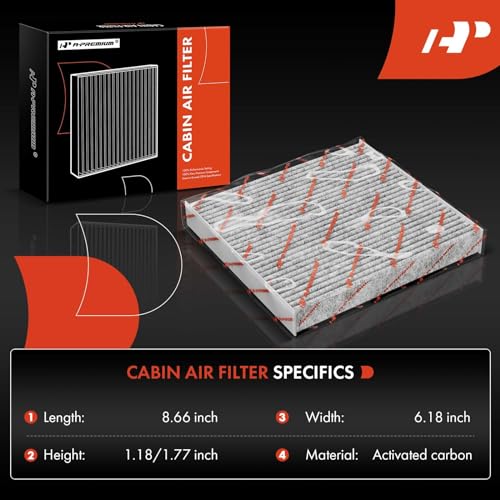 A-Premium Cabin Air Filter with Activated Carbon Compatible with Jeep, Dodge & Fiat Models - Compass 2017-2022, Renegade 2015-2023, Hornet 2023, 500L 2014-2020, 500X 2016-2023 - Behind Glove Box - Image 2
