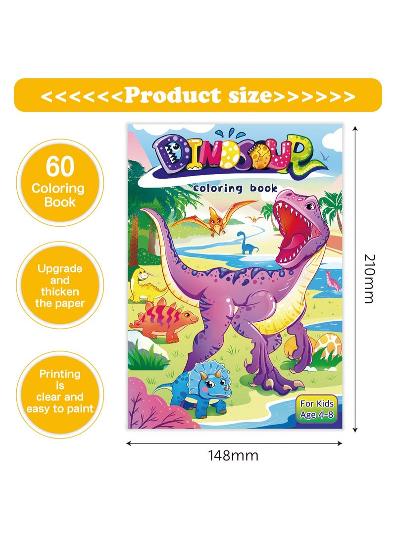 60 Cartoon Doodles Children's Coloring Book, Fun Rewards, Gift Bag Fillers, Birthday Party Supplies, Enlightenment Children's Coloring Book, Art Gifts for Boys and Girls (Dinosaur) - Image 4