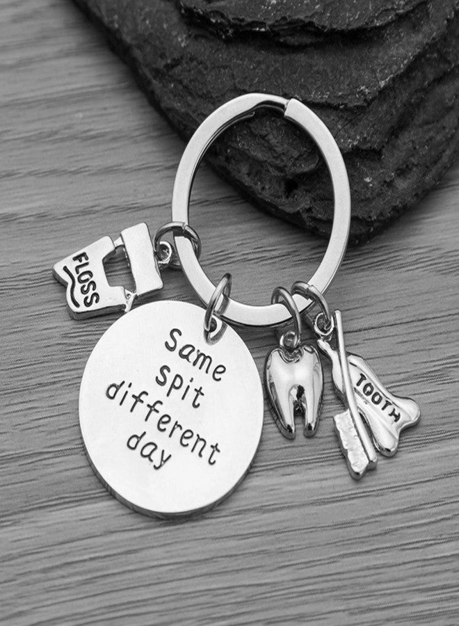 Infinity Collection Dental Keychain, Same Spit Different Day Dental Hygienist Jewelry Gift for Men & Women, Dental Assistant Accessories, Floss and Tooth Charm Keychain - Image 2