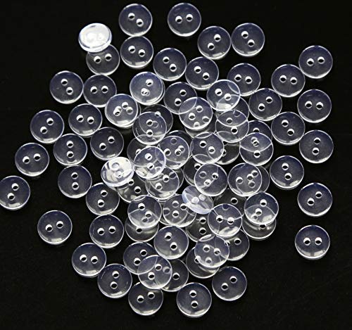 GANSSIA 9mm 113 Inch Tiny Size Resin Clear Buttons with 2 Holes Small Size Transparent Button for Shirt Sewing DIY Scrapbooking Pack of 500pcs - Image 1