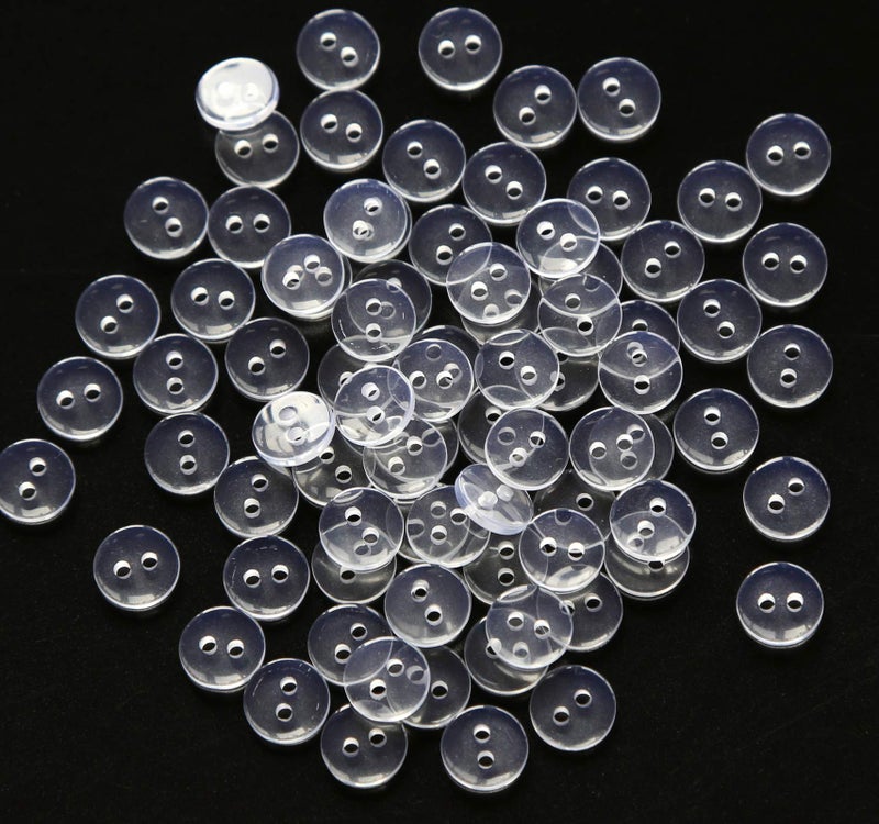 GANSSIA 9mm 113 Inch Tiny Size Resin Clear Buttons with 2 Holes Small Size Transparent Button for Shirt Sewing DIY Scrapbooking Pack of 500pcs - Image 3