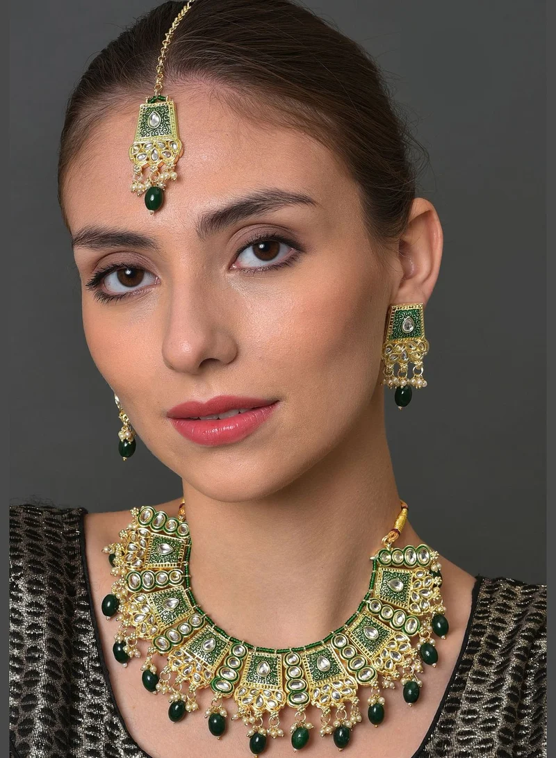 SOHI Kundan Gold Plated Necklace Set